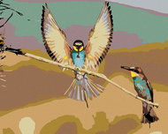 Painting by Numbers - Two Birds on a Dry Branch, 50x40 cm, stretched canvas on frame - Painting by Numbers