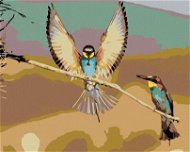 Malen nach Zahlen - Zwei Vögel auf einem trockenen Ast, 100x80 cm, Leinwand auf Keilrahmen - Malen nach Zahlen