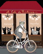 Painting by numbers - Cat on a bike in front of a café, 80x100 cm, without frame and without switchi - Painting by Numbers