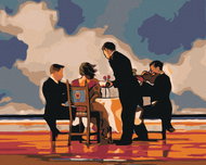 Painting by Numbers - Dinner on the Beach, 100x80 cm, stretched canvas on frame - Painting by Numbers