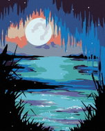 Painting by Numbers - Moon over the Lake, 80x100 cm, without frame and without switching off the can - Painting by Numbers