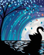 Painting by Numbers - Swan at Full Moon II, 40x50 cm, without frame and without turning off the canv - Painting by Numbers