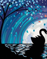 Painting by Numbers - Swan at Full Moon II, 40x50 cm, stretched canvas on frame - Painting by Numbers