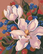 Painting by Numbers - Blooming Lilies, 40x50 cm, stretched canvas on frame - Painting by Numbers