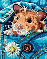 Painting by Numbers - Hamster with Daisy, 80x100 cm, stretched canvas on frame - Painting by Numbers