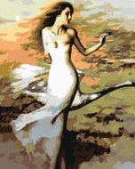 Painting by Numbers - Dancing Woman in White, 40x50 cm, without frame and without canvas switching o - Painting by Numbers