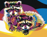 Painting by Numbers - Colourful Raccoon, 50x40 cm, stretched canvas on frame - Painting by Numbers
