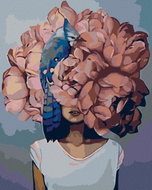 Painting by numbers - Woman with a pink flower and a bird, 40x50 cm, stretched canvas on frame - Painting by Numbers