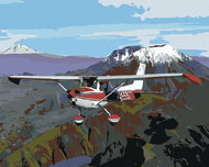 Painting by Numbers - Airplane over a volcano, 50x40 cm, stretched canvas on frame - Painting by Numbers