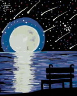 Painting by Numbers - Bench Moon and Perseids, 40x50 cm, without frame and without turning off the c - Painting by Numbers