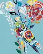 Painting by Numbers - Bird and painted flowers, 80x100 cm, without frame and without canvas switchin - Painting by Numbers