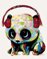 Painting by numbers - Panda with headphones, 40x50 cm, off canvas on frame - Painting by Numbers