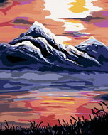 Painting by Numbers - Sunset over the Mountains, 80x100 cm, stretched canvas on frame - Painting by Numbers