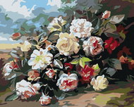 Painting by Numbers - Wild Roses, 50x40 cm, without frame and without turning off the canvas - Painting by Numbers