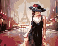 Painting by Numbers - Woman in Paris, 100x80 cm, stretched canvas on frame - Painting by Numbers