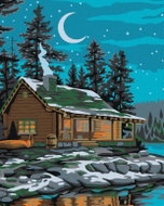 Painting by numbers - Cottage under the night sky, 80x100 cm, without frame and without switching of - Painting by Numbers