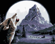 Painting by Numbers - Howling Wolf, 50x40 cm, stretched canvas on frame - Painting by Numbers