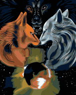 Painting by Numbers - Three Wolves, 40x50 cm, without frame and without turning off the canvas - Painting by Numbers