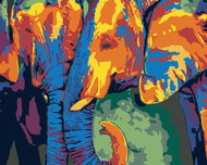 Painting by Numbers - Colored Elephant Couple, 50x40 cm, without frame and without turning off the c - Painting by Numbers