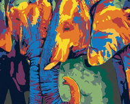 Painting by Numbers - Colored Elephant Couple, 100x80 cm, stretched canvas on frame - Painting by Numbers
