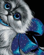Painting by numbers - Blue-eyed kitten with a bow, 80x100 cm, stretched canvas on frame - Painting by Numbers