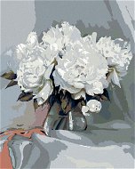 Painting by Numbers - White Peonies, 40x50 cm, stretched canvas on frame - Painting by Numbers