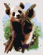 Painting by numbers - Panda on a branch, 40x50 cm, without frame and without turning off the canvas - Painting by Numbers