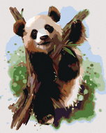 Painting by Numbers - Panda on a Branch, 80x100 cm, stretched canvas on frame - Painting by Numbers