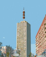 Painting by Numbers - Skyscraper, 80x100 cm, without frame and without turning off the canvas - Painting by Numbers