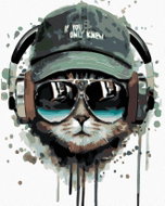 Painting by numbers - Cat with headphones, 40x50 cm, without frame and without switching off the can - Painting by Numbers