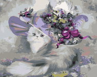Painting by Numbers - Cat with a Hat, 50x40 cm, stretched canvas on frame - Painting by Numbers
