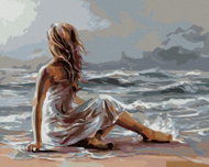 Painting by numbers - Girl and the sea, 100x80 cm, without frame and without switching off the canva - Painting by Numbers