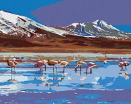 Painting by Numbers - Lake with Flamingos, 100x80 cm, stretched canvas on frame - Painting by Numbers