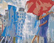Painting by Numbers - City in the Rain, 50x40 cm, stretched canvas on frame - Painting by Numbers
