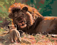 Painting by Numbers - Lion and Lioness, 50x40 cm, stretched canvas on frame - Painting by Numbers