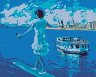 Painting by numbers - Balancing over the sea and a floating ship, 50x40 cm, without frame and withou - Painting by Numbers