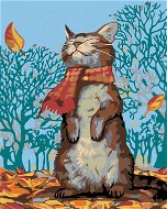 Malen nach Zahlen - Katze und Herbstwetter, 40x50 cm, ohne Rahmen und ohne Leinwand - Malen nach Zahlen