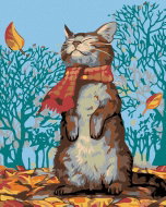 Painting by Numbers - Cat and Autumn Weather, 80x100 cm, without frame and without turning off the c - Painting by Numbers