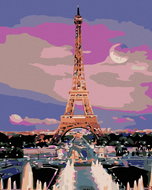 Painting by numbers - Eiffel Tower with full moon, 80x100 cm, stretched canvas on frame - Painting by Numbers