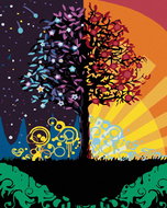 Painting by Numbers - Colorful Tree, 80x100 cm, without frame and without canvas switching off - Painting by Numbers
