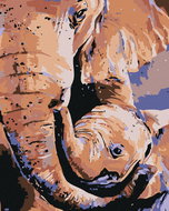 Painting by Numbers - Elephant and Elephant, 80x100 cm, without frame and without canvas switching o - Painting by Numbers