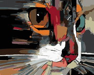 Painting by Numbers - Abstract Cat, 50x40 cm, stretched canvas on frame - Painting by Numbers