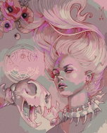 Painting by Numbers - Pink Woman with a Skull, 40x50 cm, stretched canvas on frame - Painting by Numbers