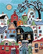 Painting by Numbers - Colored Houses in Winter, 40x50 cm, without frame and without canvas switching - Painting by Numbers