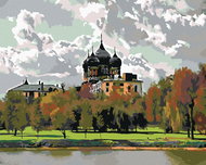 Painting by Numbers - Castle by the River, 100x80 cm, stretched canvas on frame - Painting by Numbers