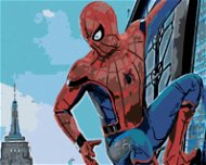 Maľovanie podľa čísel – Spiderman v meste, 50 × 40 cm, bez rámu a bez vypnutia plátna - Maľovanie podľa čísel