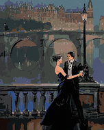 Painting by Numbers - Dance under the Lamp, 80x100 cm, canvas on frame - Painting by Numbers