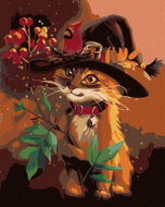 Painting by numbers - Cat in a hat and cranberries, 40x50 cm, without frame and without turning off  - Painting by Numbers