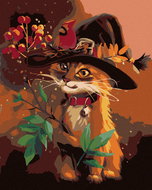 Painting by Numbers - Cat in a Hat and Cranberries, 40x50 cm, stretched canvas on frame - Painting by Numbers