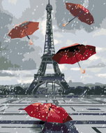 Painting by Numbers - Eiffel Tower and Umbrellas, 80x100 cm, stretched canvas on frame - Painting by Numbers